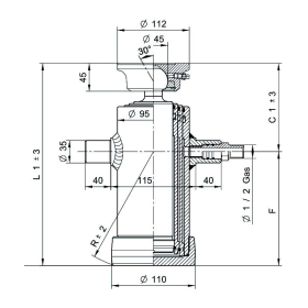 vérins téléscopiques 5ton course 410mm à 3 expansions tête soudable