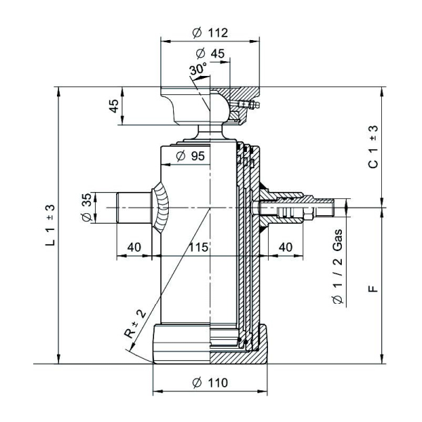 vérins téléscopiques 5ton moyeux 1283mm à 3 expansions tête soudable
