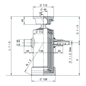 vérins téléscopiques 7ton course 1050mm à 4 expansions tête soudable