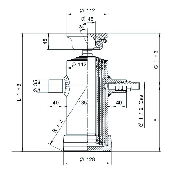 vérins téléscopiques 7ton course 1050mm à 4 expansions tête soudable