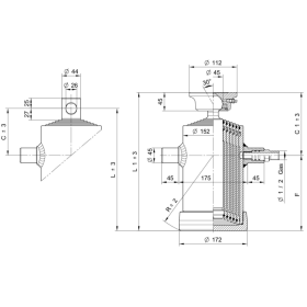 vérins téléscopiques 9ton course 1480mm 6 expansions plateau à vis