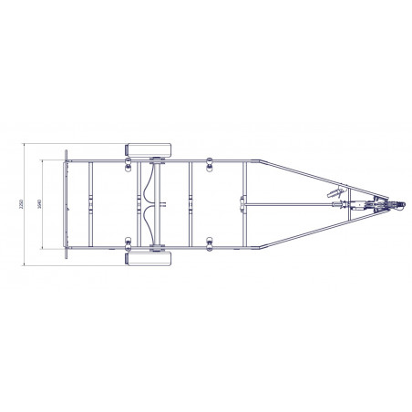 6m30-2m20 - 1x1350 kg - 1350 kg - VLEMMIX - Remorque Porte-Bateau