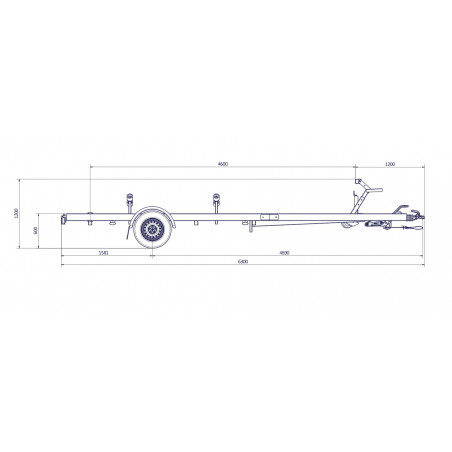 6m30-2m20 - 1x1350 kg - 1350 kg - VLEMMIX - Remorque Porte-Bateau