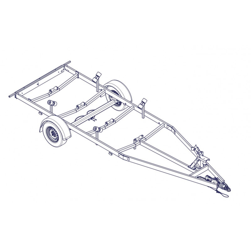 6m31-2M20 -1X 1500 kg 1500 kg - VLEMMIX - Remorque Porte-Bateau