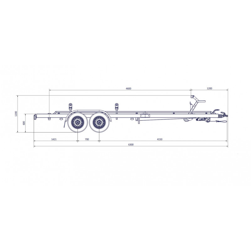 6m30-2m20 2x1350kg - 2700 kg - VLEMMIX - Remorque Porte-Bateau