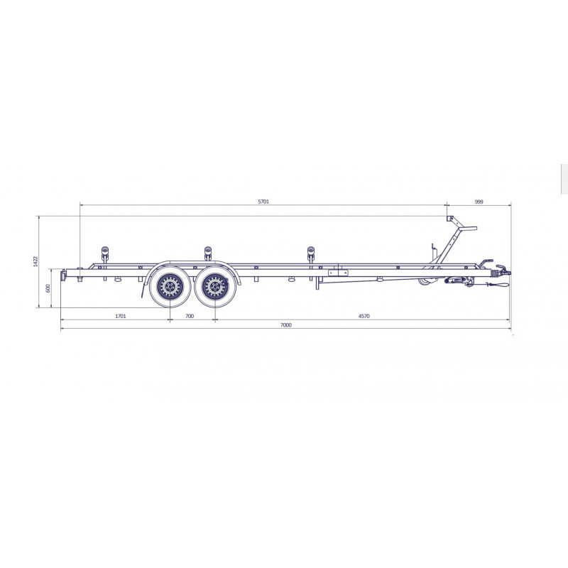 7m-2m20 2x1800kg - 3500 kg - VLEMMIX - Remorque Porte-Bateau