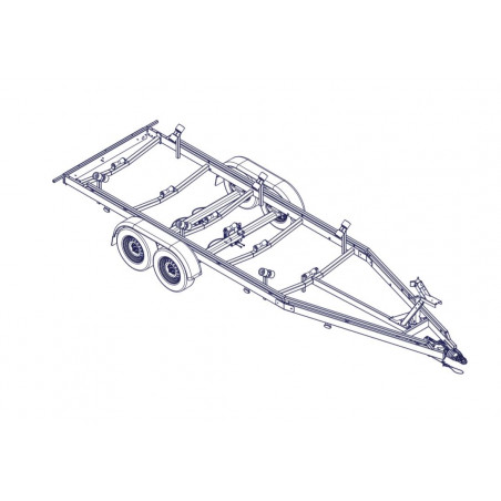 7m-2m20 2x1800kg - 3500 kg - VLEMMIX - Remorque Porte-Bateau