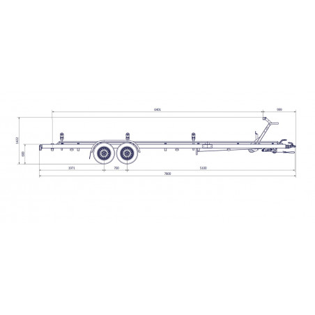 7m80-2m20 2x1350kg - 2700 kg - VLEMMIX - Remorque Porte-Bateau