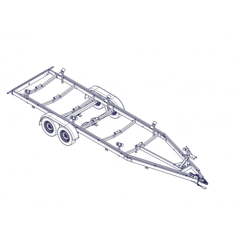 7m80-2m20 2x1350kg - 2700 kg - VLEMMIX - Remorque Porte-Bateau