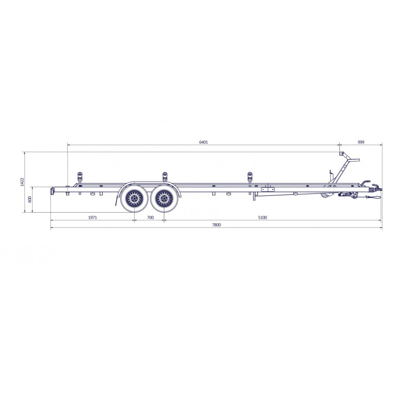 7m80-2m20 2x1800kg - 3500 kg - VLEMMIX - Remorque Porte-Bateau