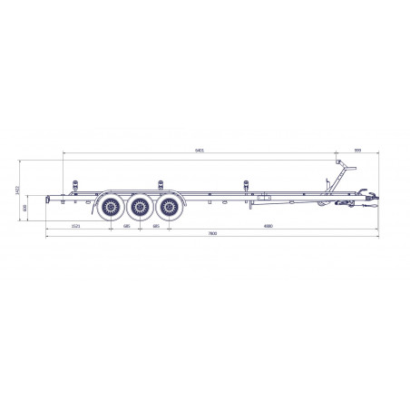 7m80-2m20 3x1350kg - 3x13500 kg - VLEMMIX - Remorque Porte-Bateau