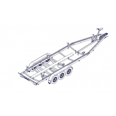 WVA3500 remorque bateau moteur 3 essieux 1350kg