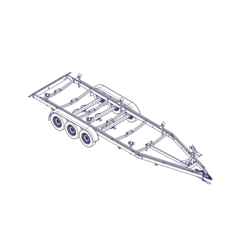 WVA3500 remorque bateau moteur 3 essieux 1350kg