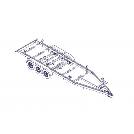 WVA3500 remorque bateau moteur 3 essieux 1350kg