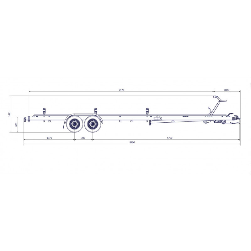 8m40-2m55 - 2x1350 kg - 2700 kg - VLEMMIX - Remorque Porte-Bateau