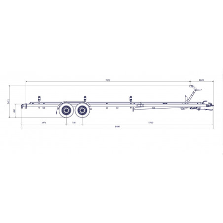 8m40-2m55- 2x1800 kg - 3500 kg - VLEMMIX - Remorque Porte-Bateau