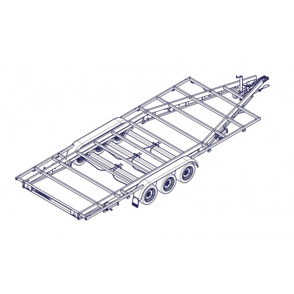 TH 6m x 2m44 plateau 3 x essieux 1350kg