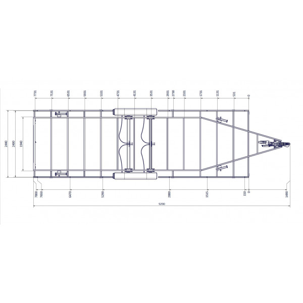 TH 7m80 x 2m44 Plateau 2 essieu x 1800 kg