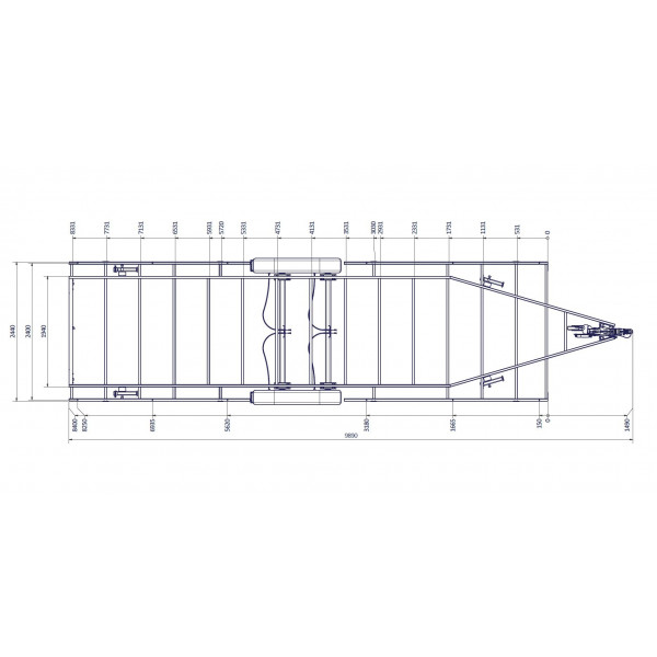 TH 8m40 x 2m44 Plateau 2 essieu x 1800 kg