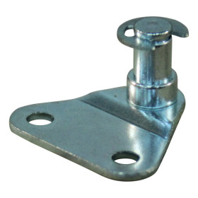 plaque de fixation avec cheville BB01/Z06 zingué triangle 28x28x2,0mm, 2 trous Ø4,3mm sur 18mm. Robinet Ø6x6,5mm.