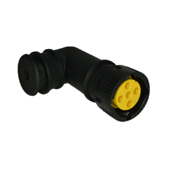 connecteur baïonnette, female 5p à angle droit Aspöck gauche (jaune)