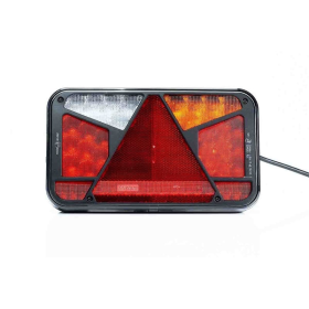 Droite | Feu arrière LED avec éclaireur de plaque | 12-24V | 7-fonctions | 100cm. cable