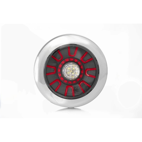 Feu antibrouillard/arrière à LED darklook, chromé 12-24V 5-PIN. inb.