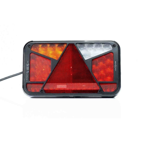 Feu arrière LED gauche avec éclaireur de plaque d'immatriculation | 12-24V | 7-fonctions | cable 100cm.