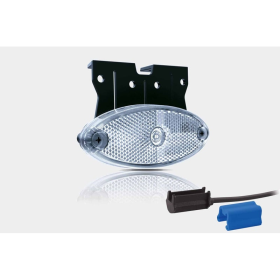 Feu de position LED ovale blanc avec support | 12-24V | 0.75mm². connecteur