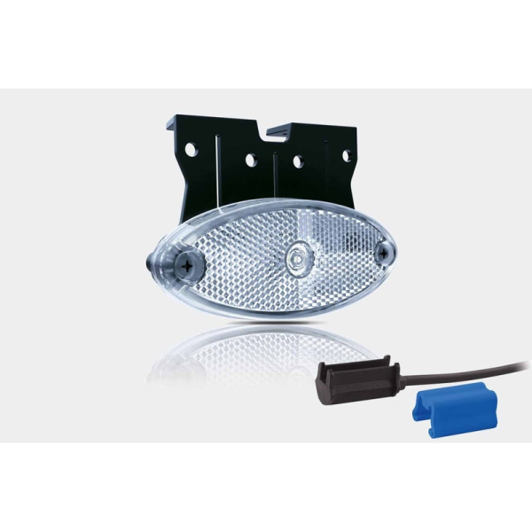 Feu de position LED ovale blanc avec support | 12-24V | 0.75mm². connecteur