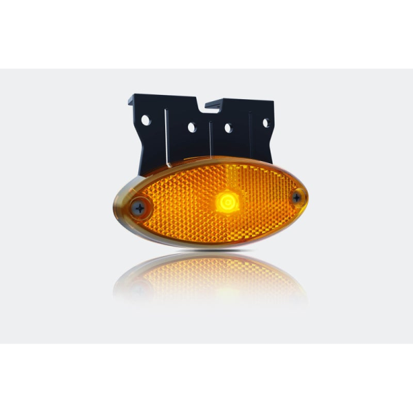 Feu de position LED ovale orange avec support | 12-24V | cable de 50cm.