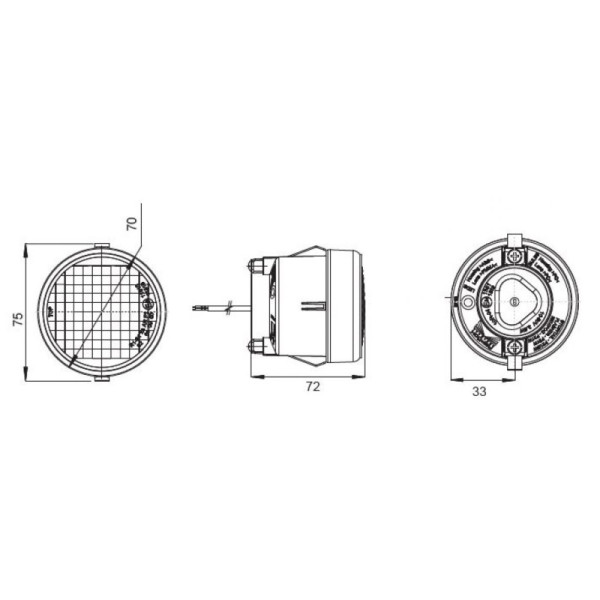 feu de recul Roundpoint ll LED câble 2p - 1.8m extrémité ouverte