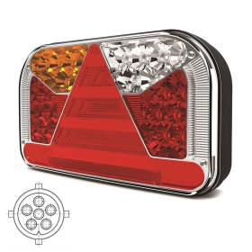 Gauche | Feu arrière LED avec éclaireur de plaque d'immatriculation | 12-36v | 6-PIN