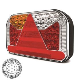 gauche | Feu arrière LED sans éclaireur de plaque d'immatriculation | 12-36v | 7-PIN connecteur AMP