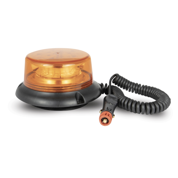 gyrophare LED 12-24V base magnétique 1800lm orange cordon spiralé avec allume cigare