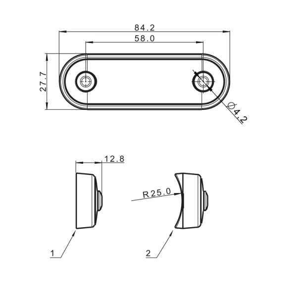 LED feu de position latéral orange, 150mm extrémité ouverte 12-24V