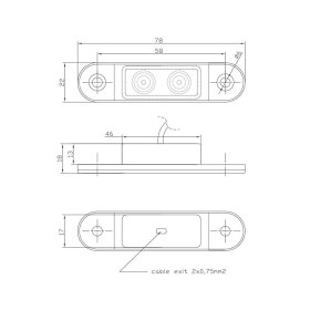 LED feu de position rouge, 12-24V DC