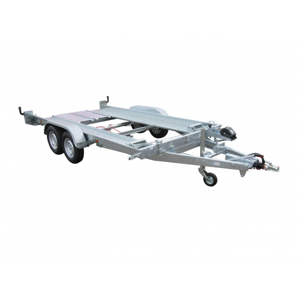 PORTE VOITURE 394x190x14 avec grandes rampes amovibles PTAC : 2000  kg avec 2 cales et 1 treuil inclus