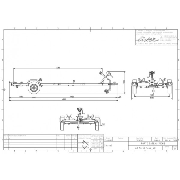 GE75 remorque bateau 750kg non freiné