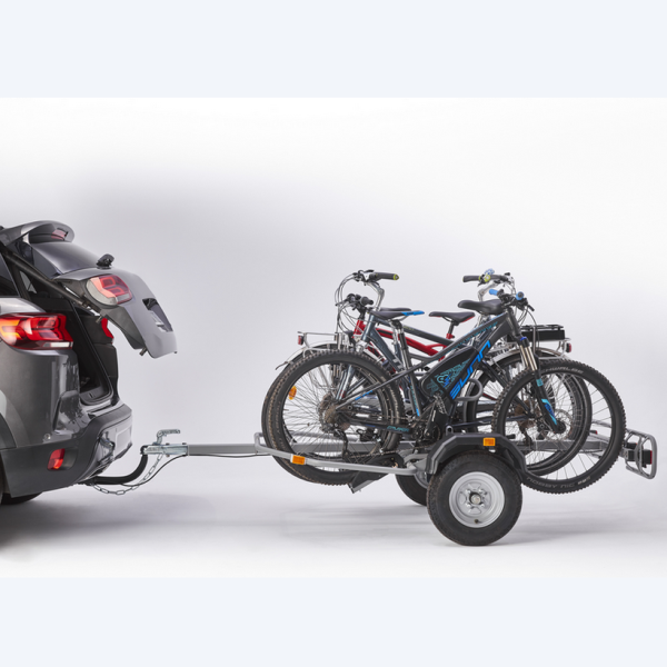 Remorque 4 vélos électriques sur attelage à 2 roues