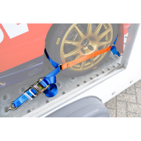 sangle d'arrimage pour transporteur de voiture, model par-dessus bleu/orange 50mm 3900mm polyester
