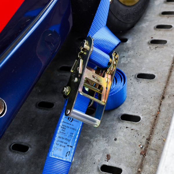 sangle d'arrimage pour transporteur de voiture, model par-dessus bleu/orange 50mm 3900mm polyester