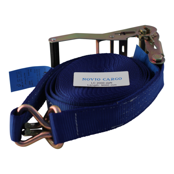 sangle d'arrimage, double, avec cliquet et double point boucle 50mm 9000mm polyester