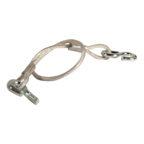 cable d'abattant Ø5 385mm 1x oeillet fileté M8x15mm / 1x crochet en forme de S
