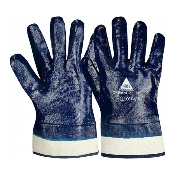 gant de travail coton avec revêtement nitrile intégral taille 12 blanc / bleu