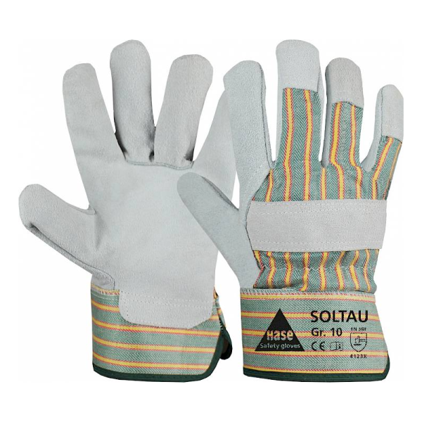 gant de travail croûte de cuir taille 10 blanc / vert-jaune