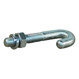 crochet en J rond + écrou / rondelle élastique