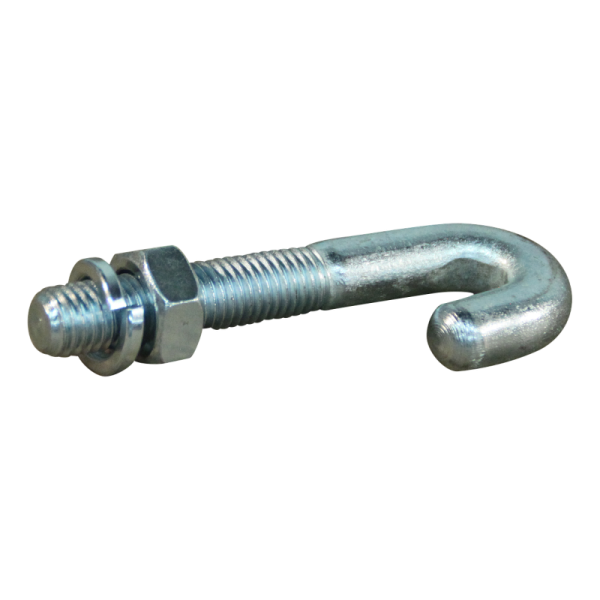 crochet en J rond + écrou / rondelle élastique