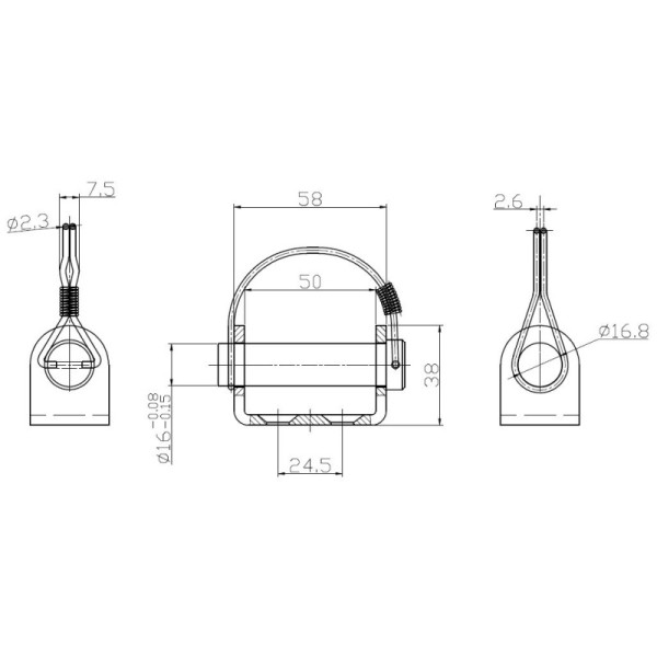 étriers de fixation pour charnière de ridelle, à visser zingué Ø16mm