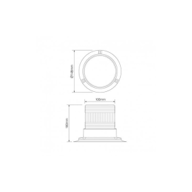 Gyrophare clignotante LED orange 9/30V Cordon spiralé avec allume cigare 8x 2watt LEDs